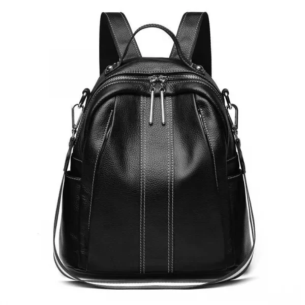 Trendy Leather Backpack-Black