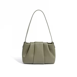 Soft Leather Shoulder Handbag-Light Green