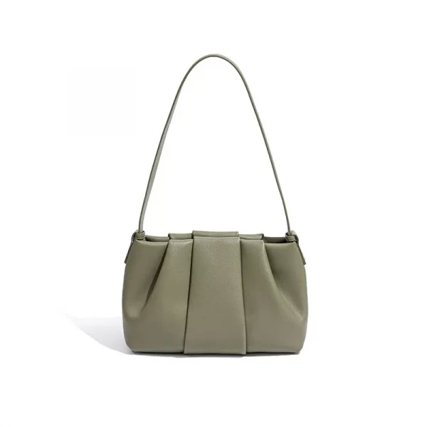 Soft Leather Shoulder Handbag-Light Green