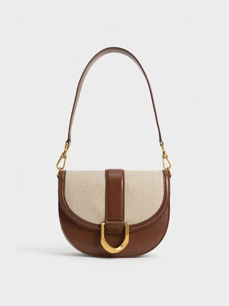 Brown PU Saddle Crossbody Bag