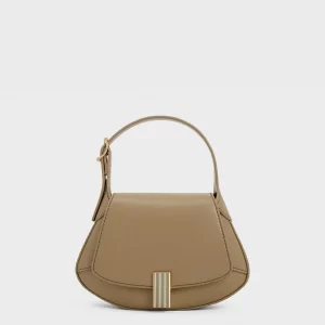 Curved Stylish Handbag - Taupe