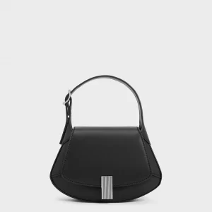 Curved Stylish Handbag - Black