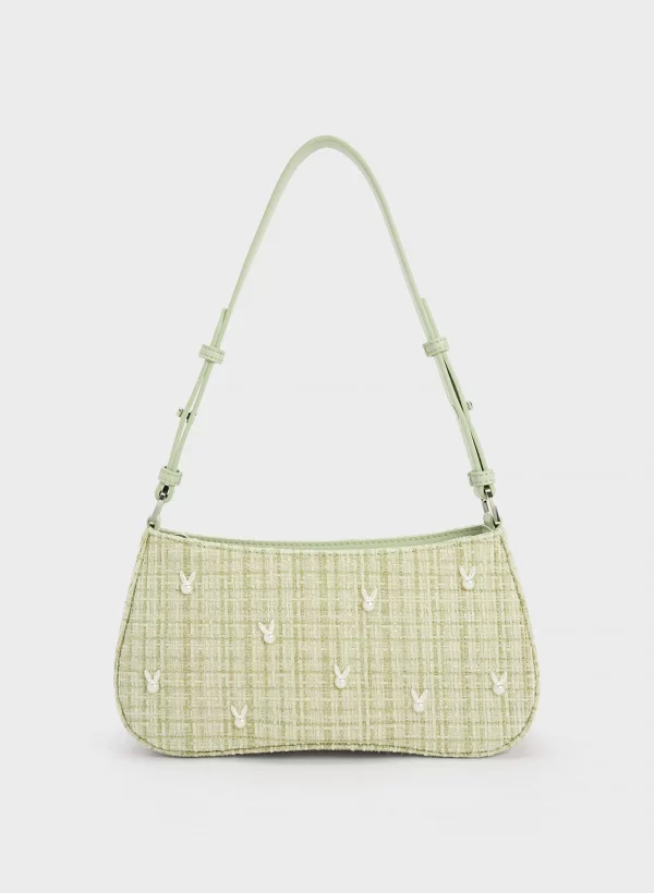 Bunny Tweed Handbag-Green