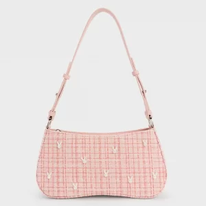 Bunny Tweed Handbag-Peach Fuzz