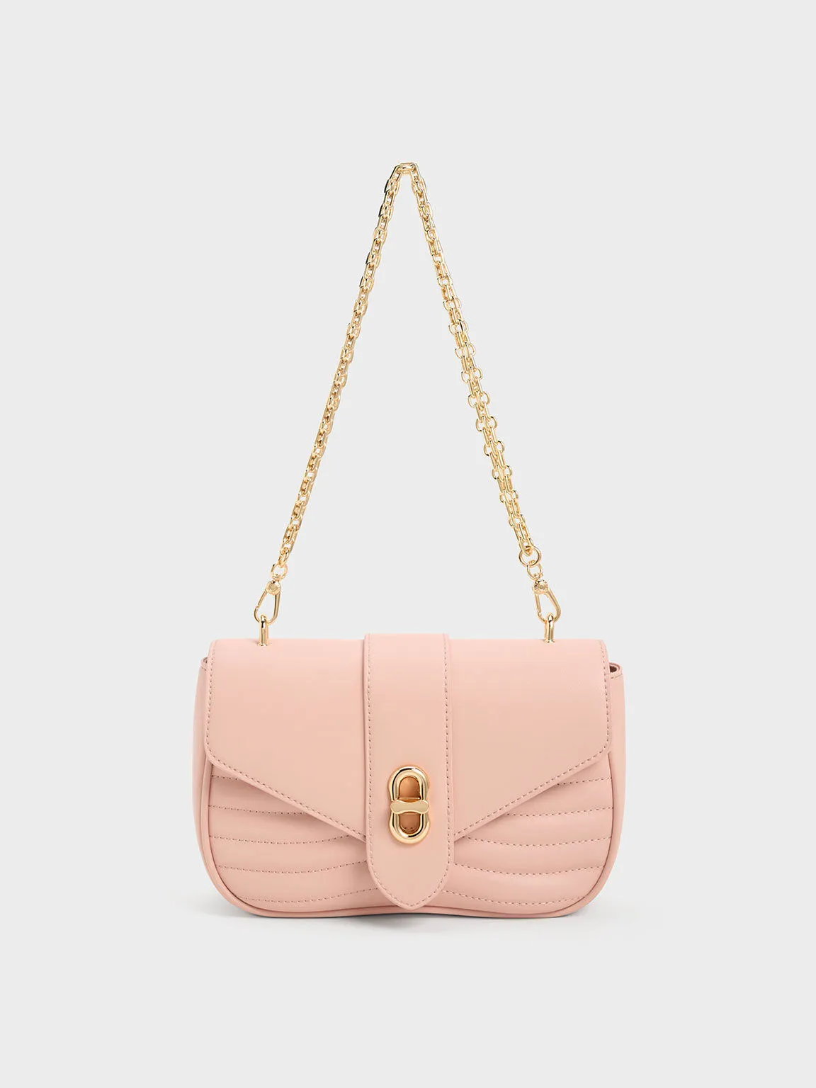 Chain Crossbody Bag Flap Handbag Fashionable Shoudler Bag – Peach Fuzz