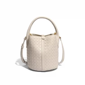 Woven Bucket Bag-White