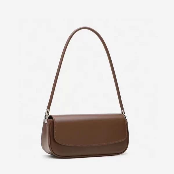 Flap Baguette Bag-Brown