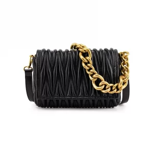 Pleated Leather Handbag for Women