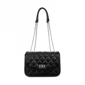 Chic Flap Handbag for Women- Black