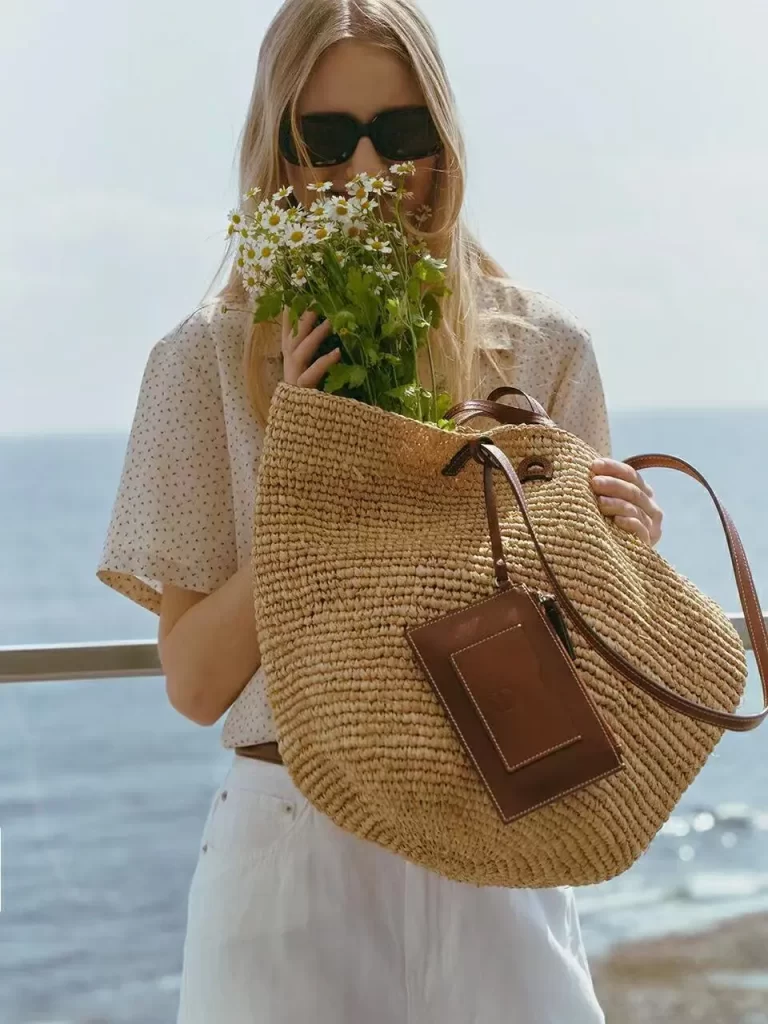 fashionable raffia-handbag