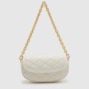 Curved Flip hic Handbag - White