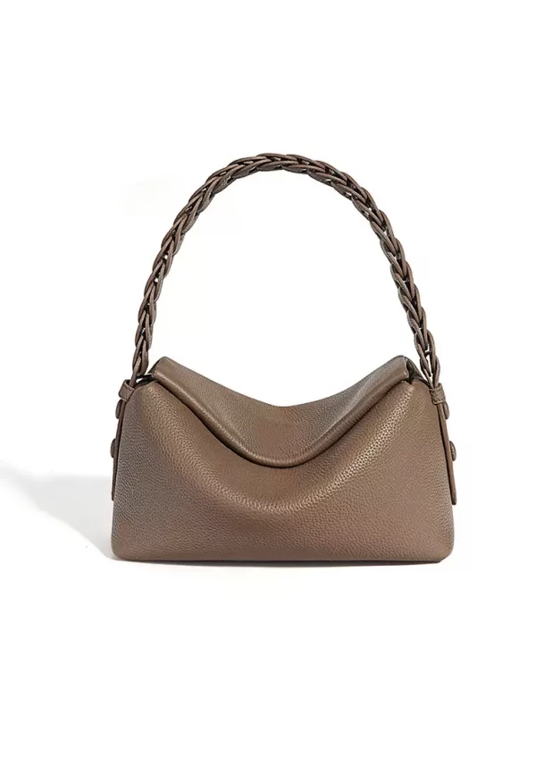 Shoulder Bag with Woven Strap-Brown