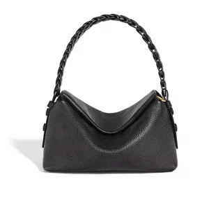 Shoulder Bag with Woven Strap-Black