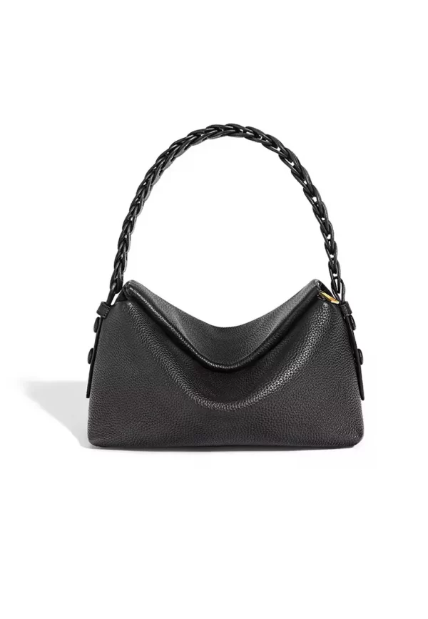 Shoulder Bag with Woven Strap-Black